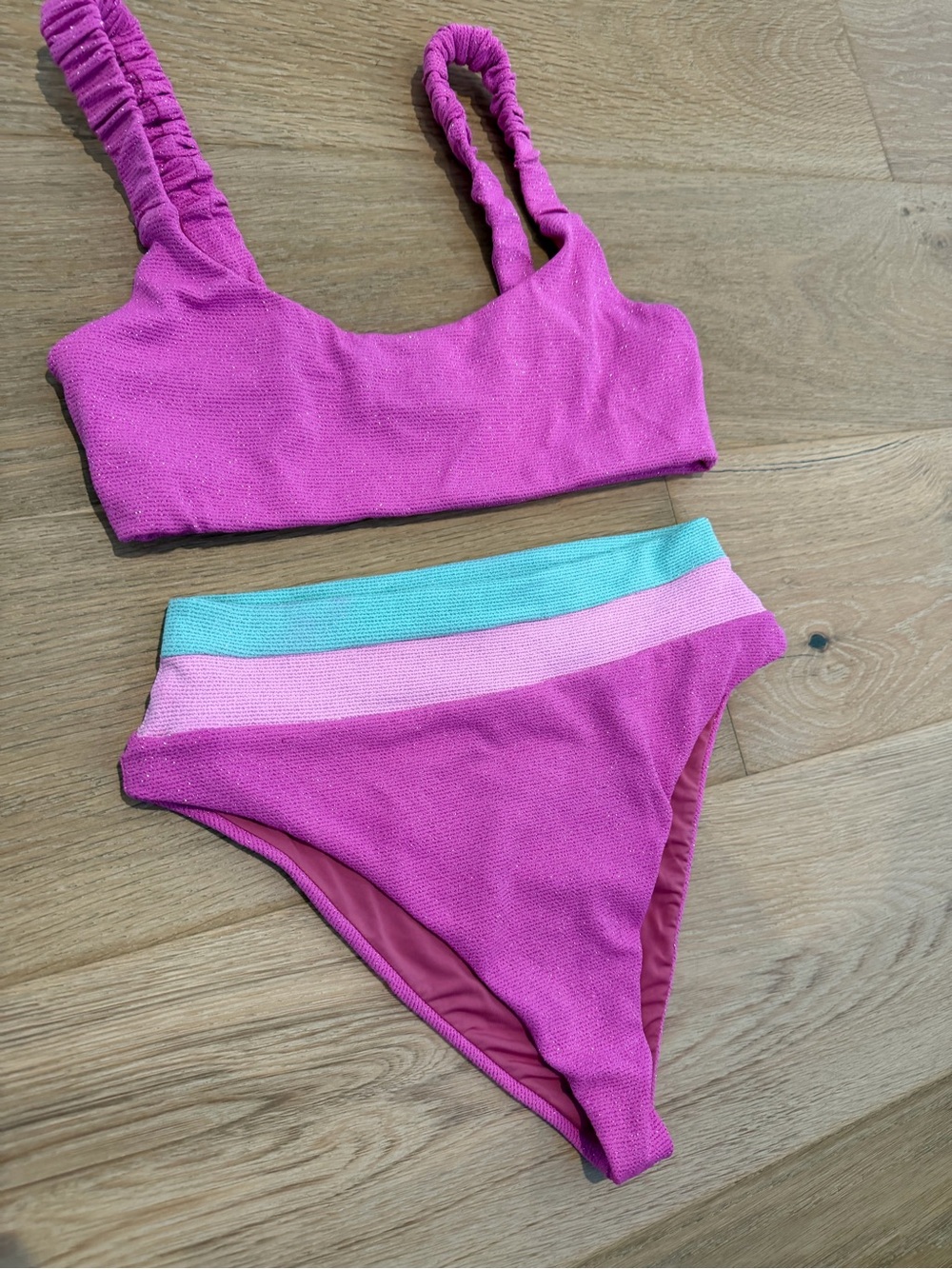 Beach Riot Pink Bikini Set with Mint Accent